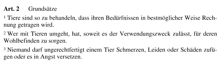 aus Tierschutzgesetz, Art. 2